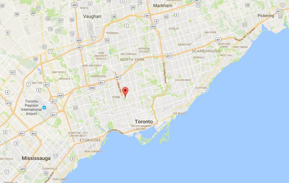 Karta över Humewood–Cedarvale distriktet Toronto