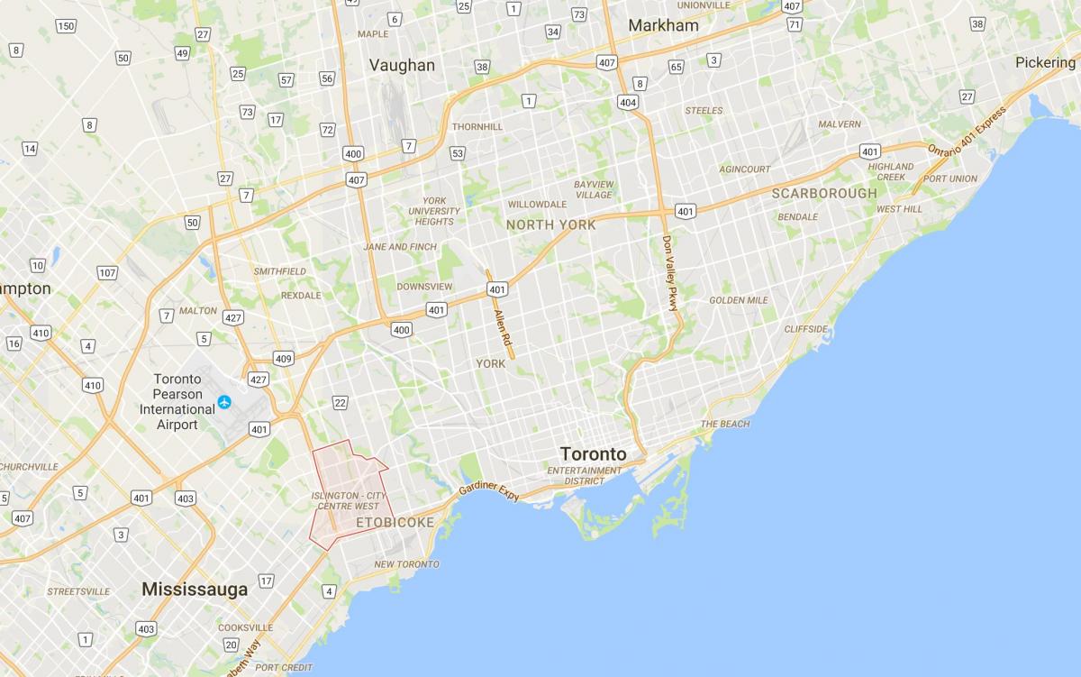 Karta över Islington-City Centre West Toronto