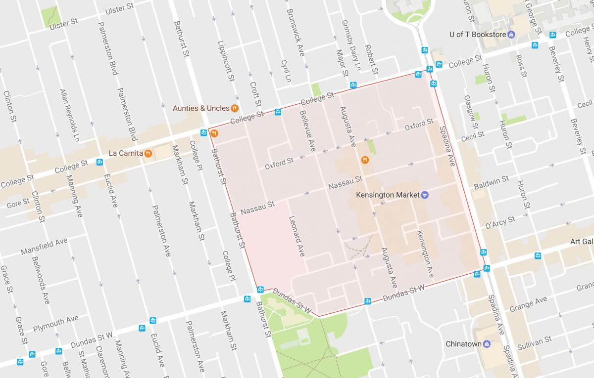 Karta över Kensington Market grannskapet Toronto