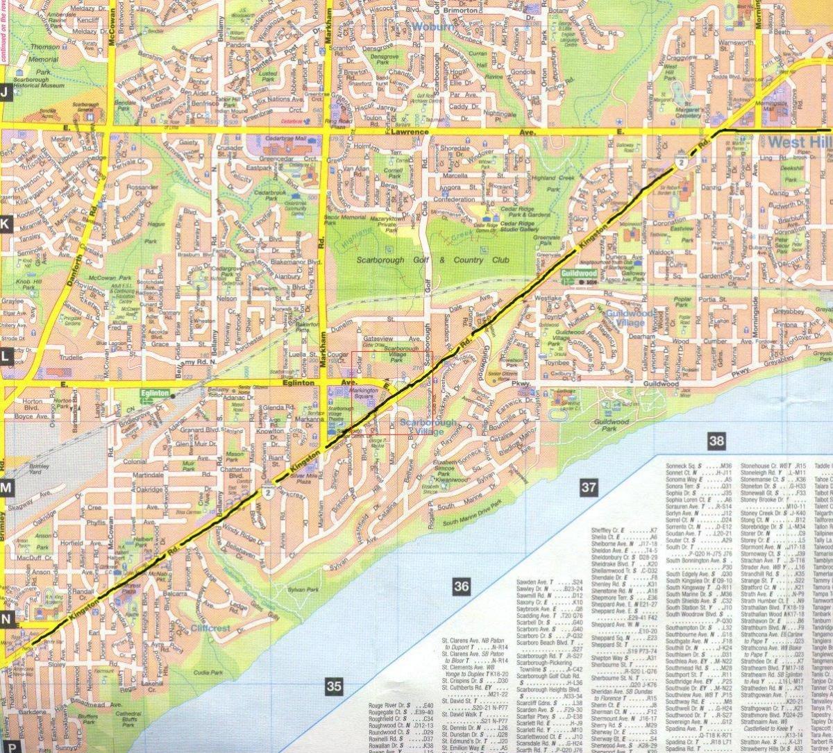 Karta över Kingston road Toronto