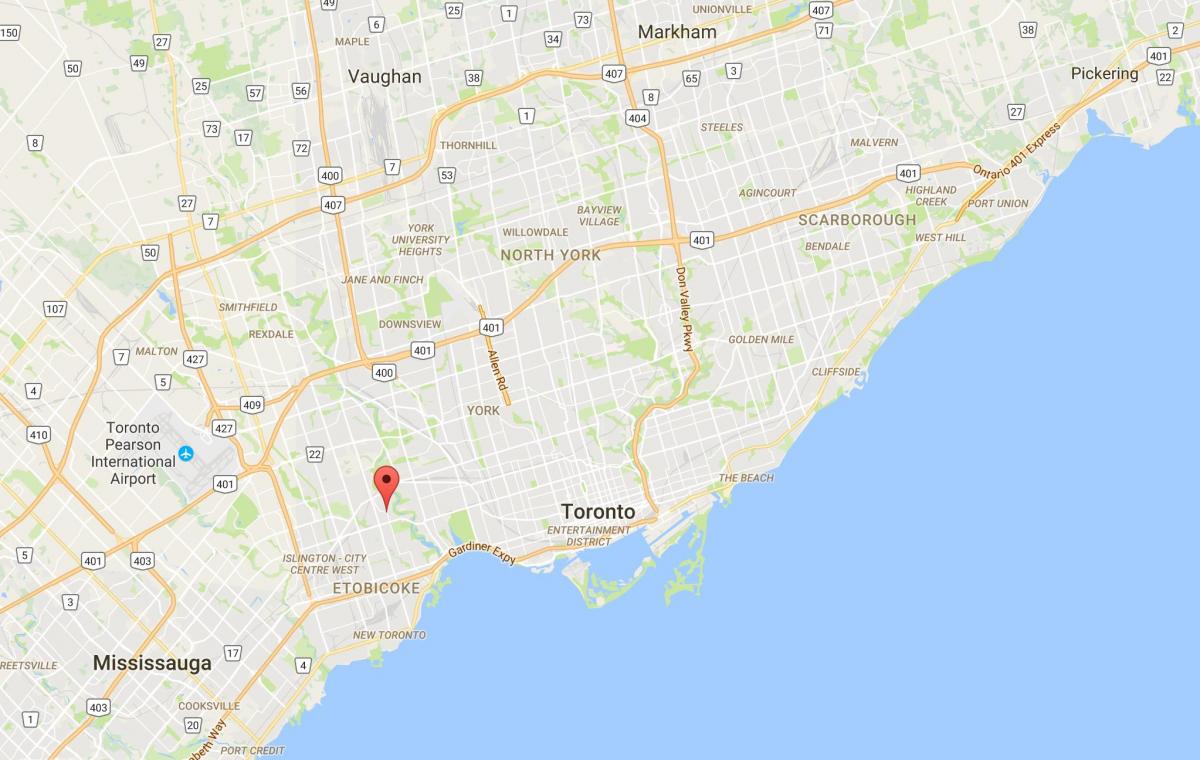 Karta över Kingsway distriktet Toronto
