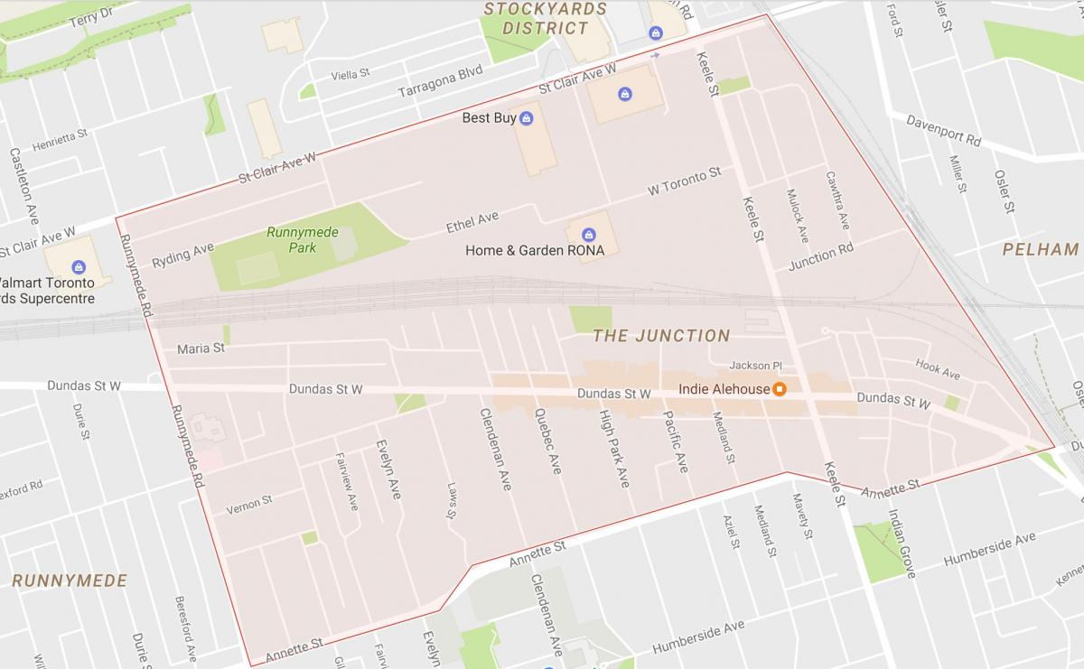 Karta över Korsningen grannskapet Toronto