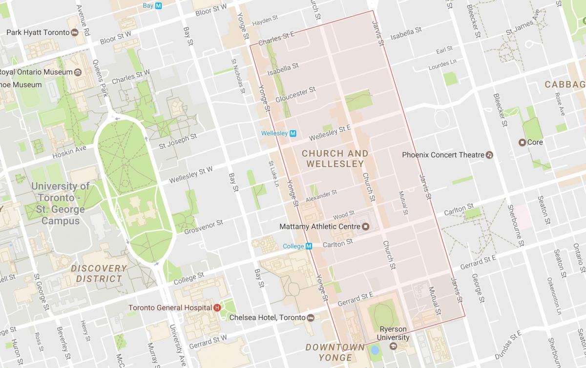 Karta över Kyrkan och Wellesley grannskapet Toronto