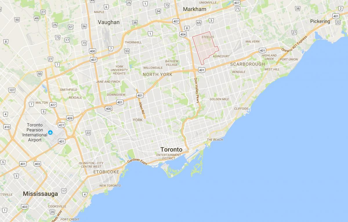 Karta över L'Amoreaux distriktet Toronto