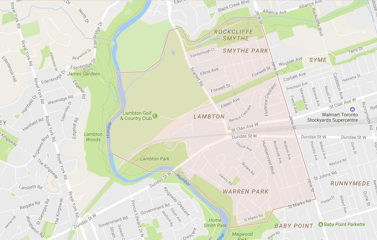 Karta Lambton grannskapet Toronto