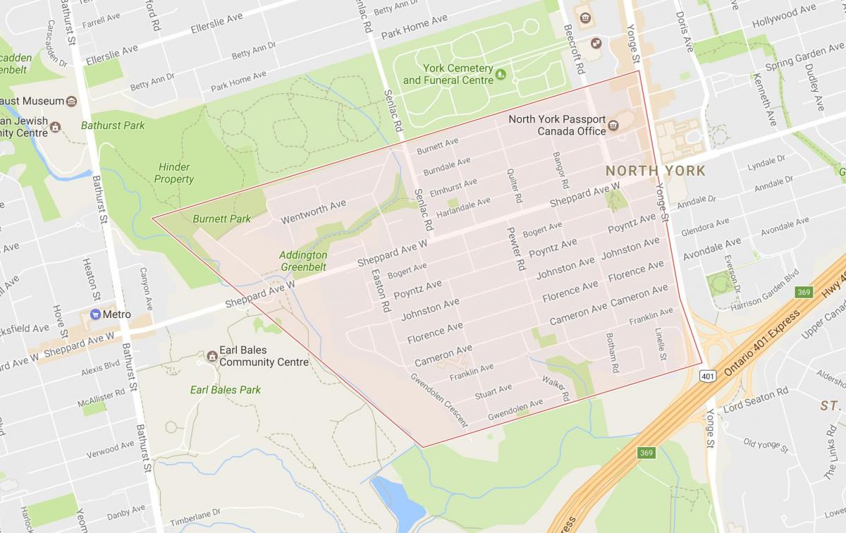 Karta över Lansing grannskapet Toronto