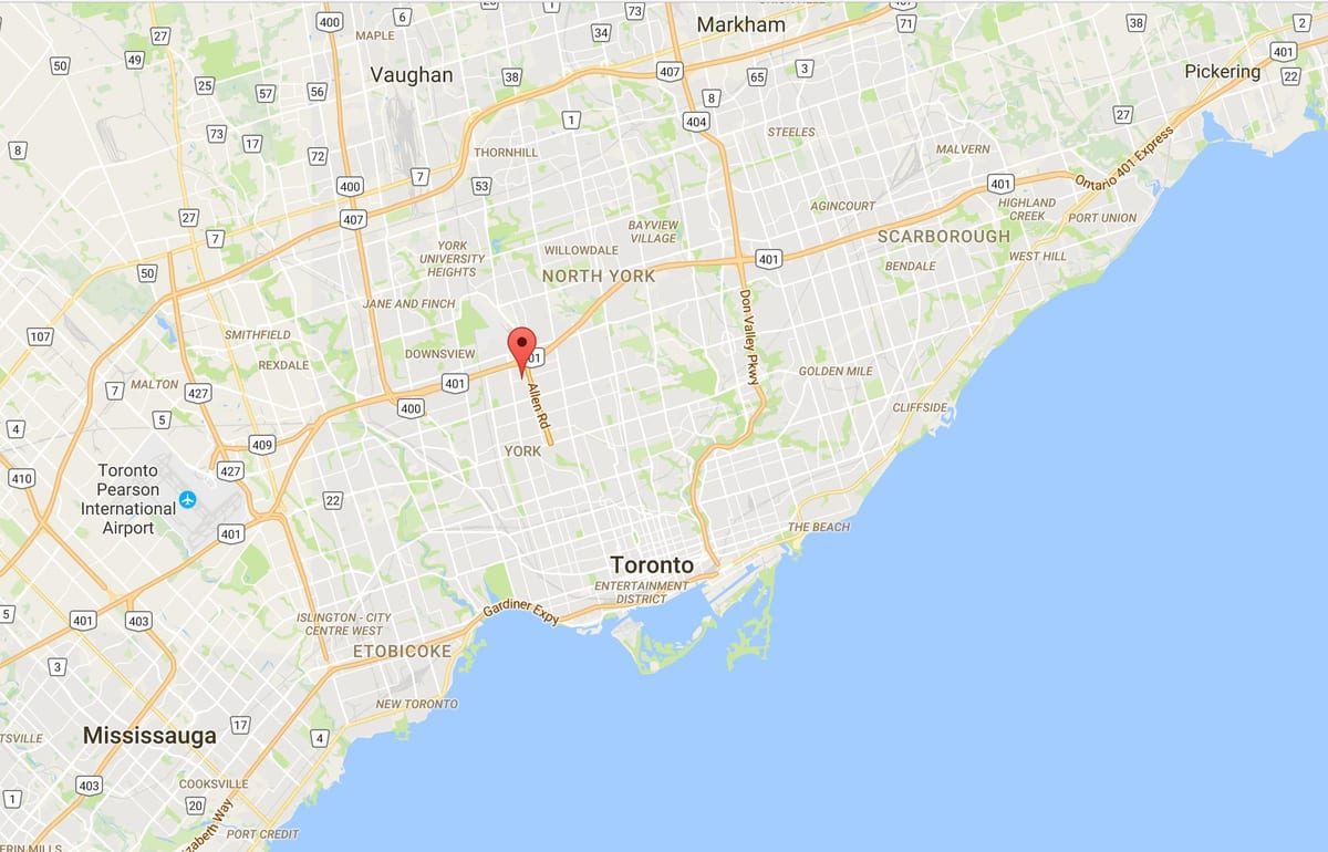Karta över Lawrence Höjder distriktet Toronto