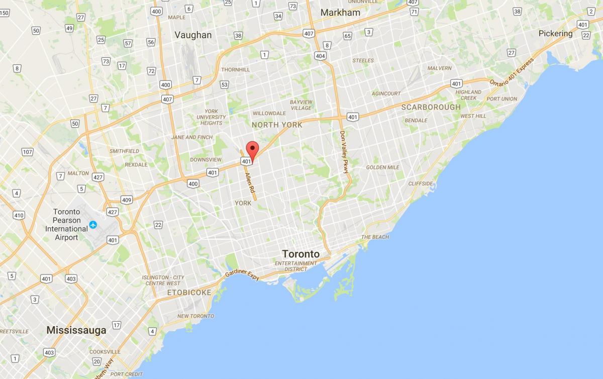 Karta över Lawrence Manor distriktet Toronto
