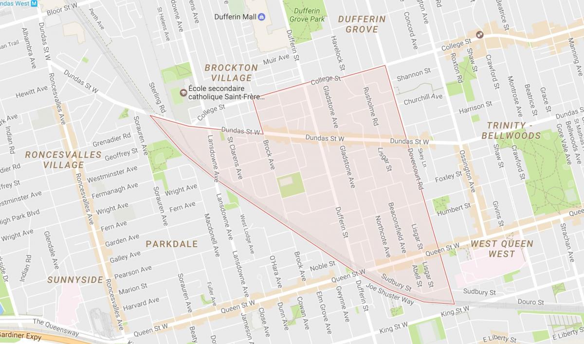 Karta över Lilla Portugal grannskapet Toronto