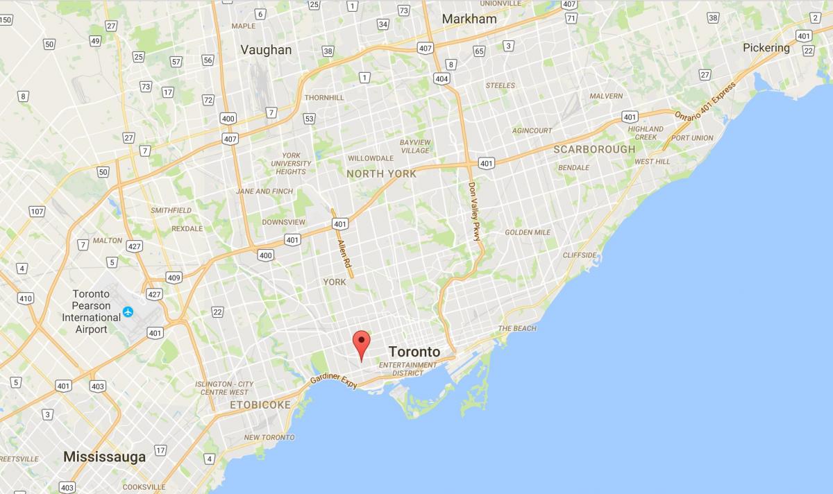 Karta över Lilla Portugal distriktet Toronto