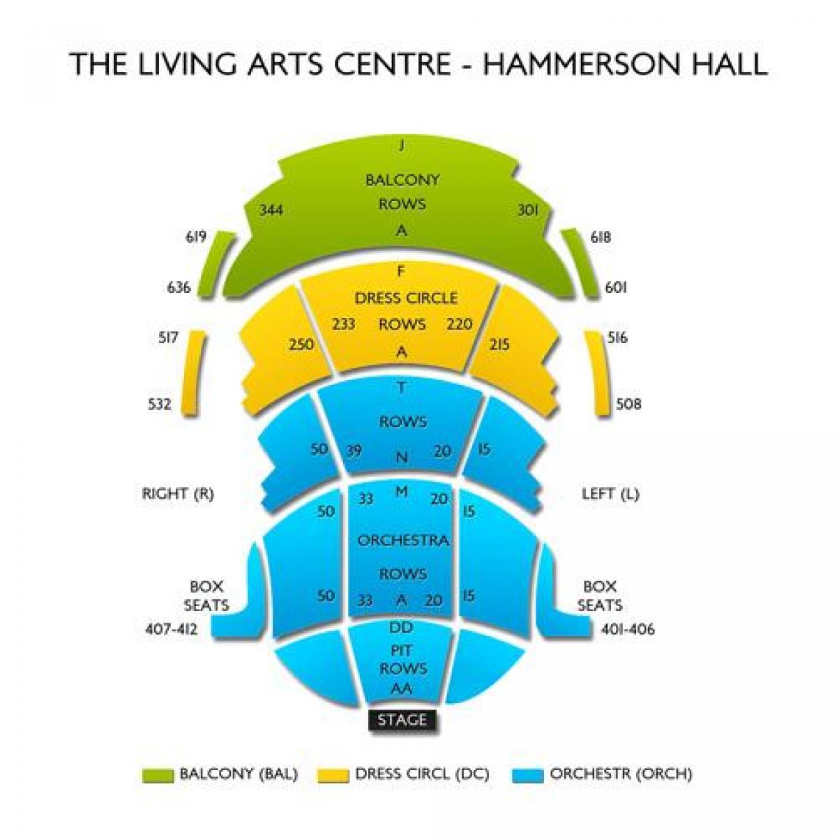 Karta över Living Arts Centre Hammerson hall