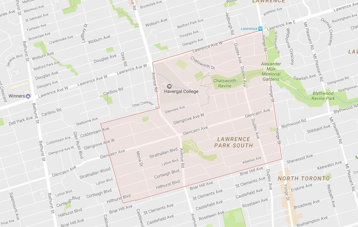 Karta över Lytton Park stadsdelen Toronto
