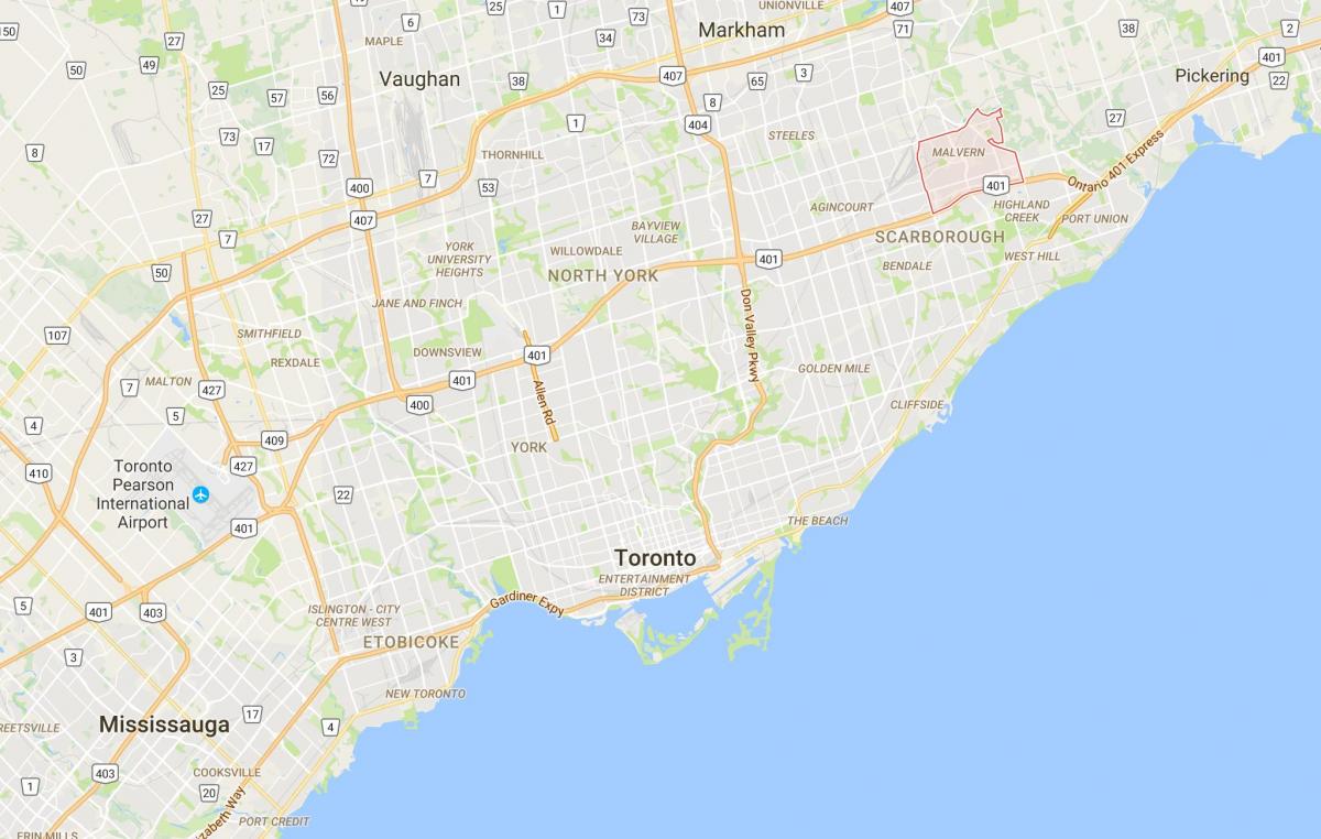 Karta över Malvern distriktet Toronto