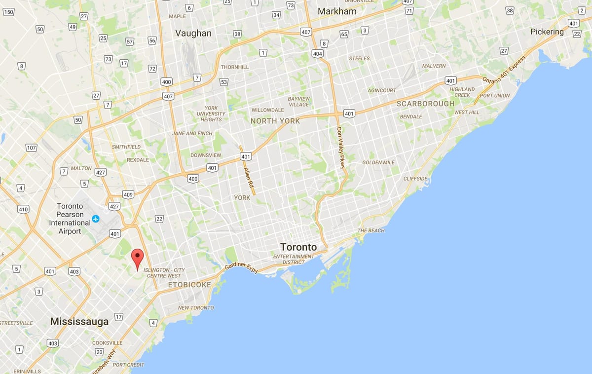 Karta över Markland Trä distriktet Toronto