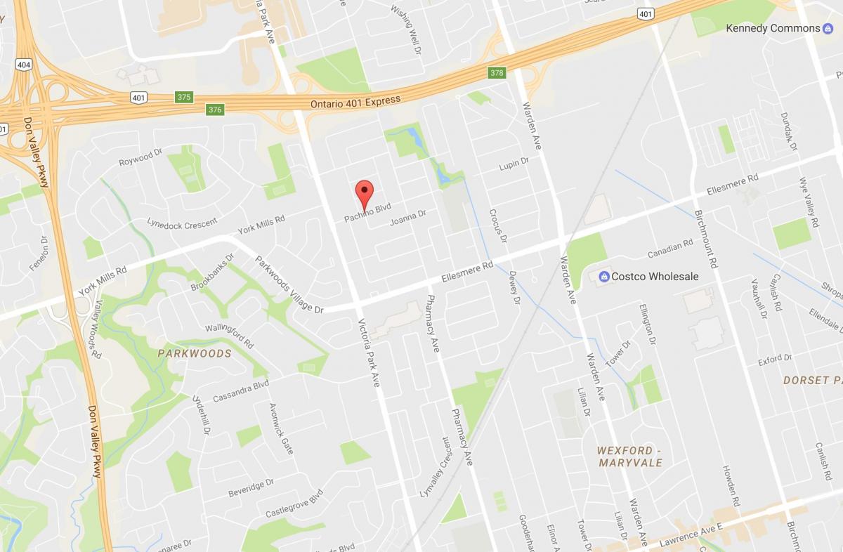 Karta över Maryvalen eighbourhood Toronto