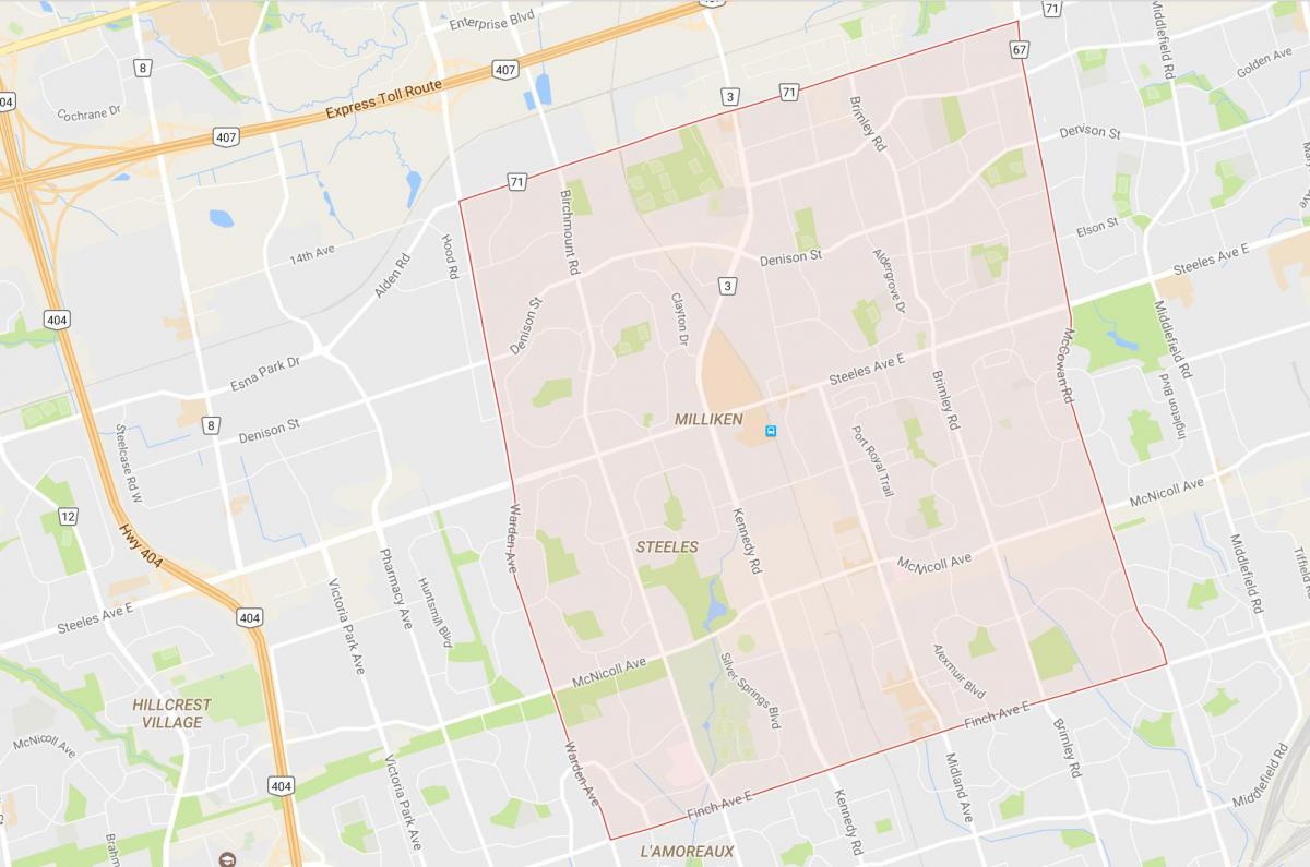 Karta över Milliken grannskapet Toronto