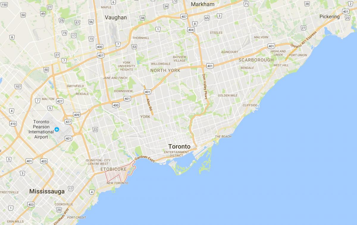 Karta över Mimico distriktet Toronto
