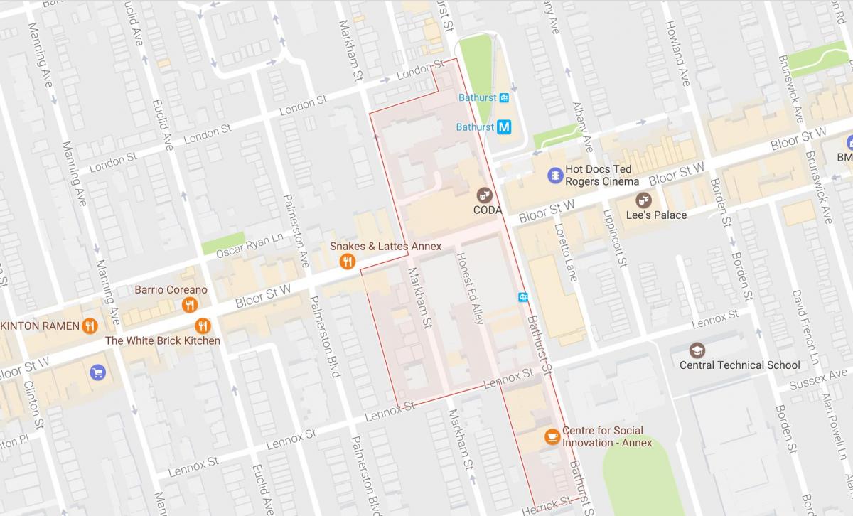 Karta över Mirvish Byn grannskapet Toronto