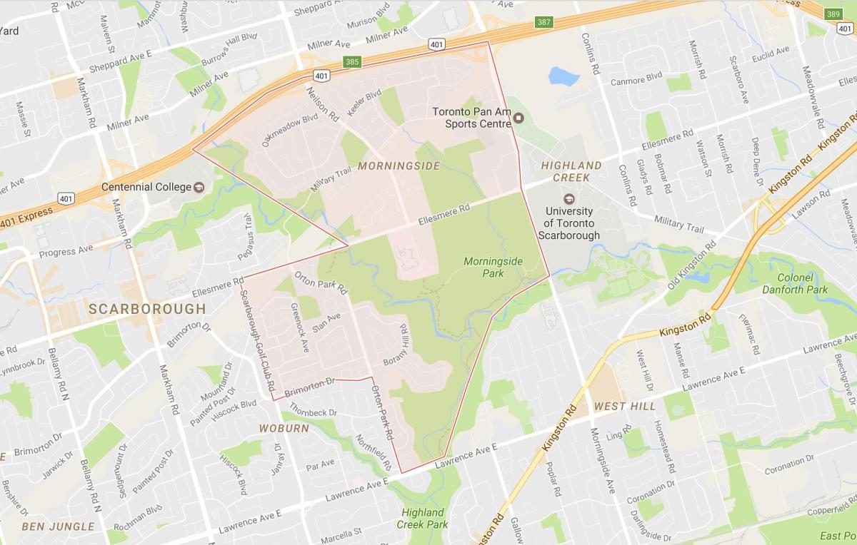 Karta över Morningside grannskapet Toronto