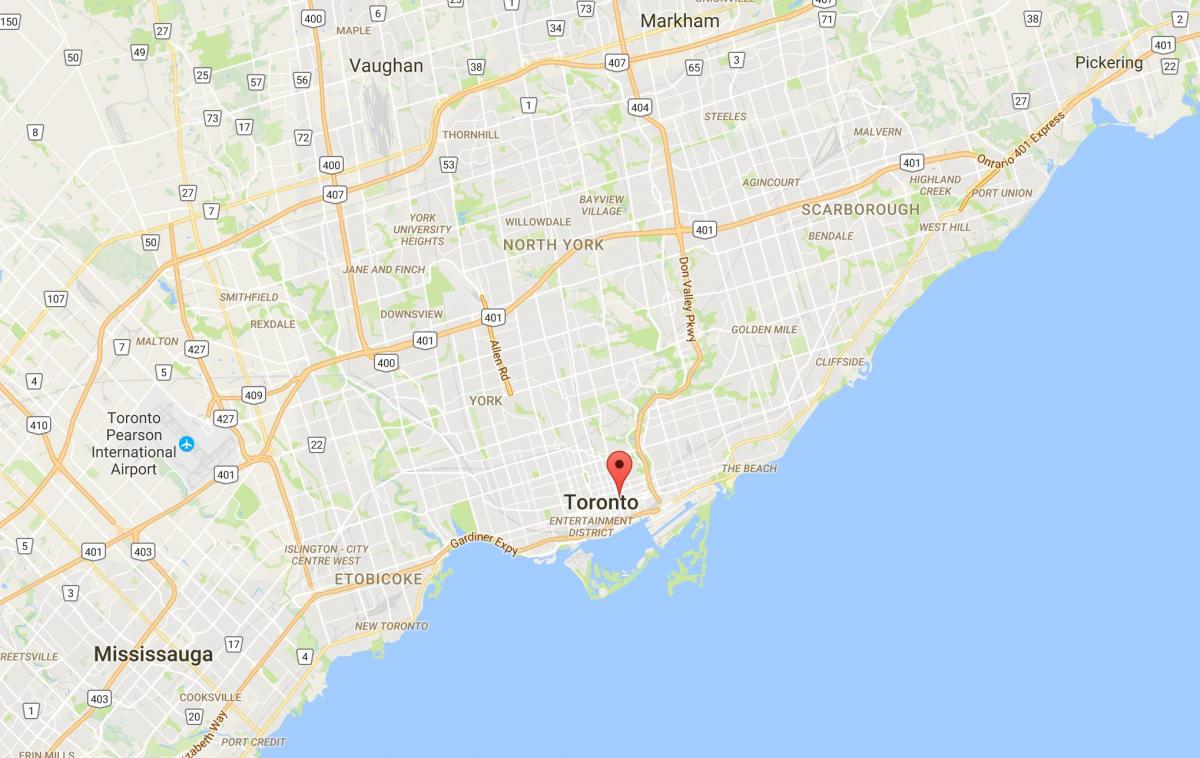 Karta över Moss Park district Toronto