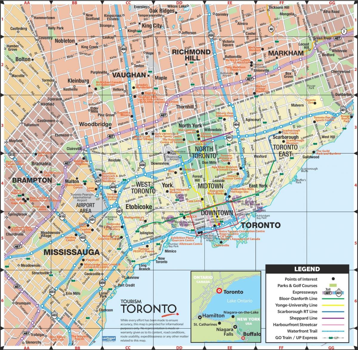 Karta över Motorvägar Toronto