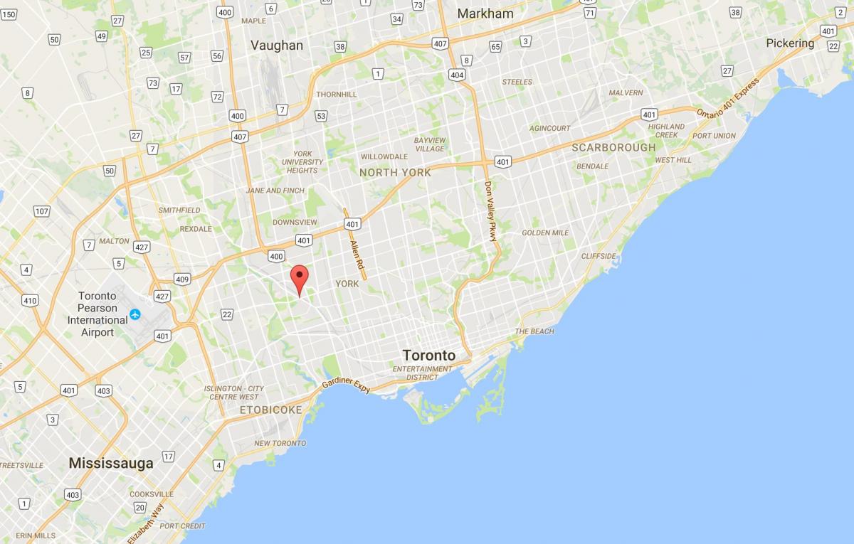 Karta över Mount Dennis distriktet Toronto