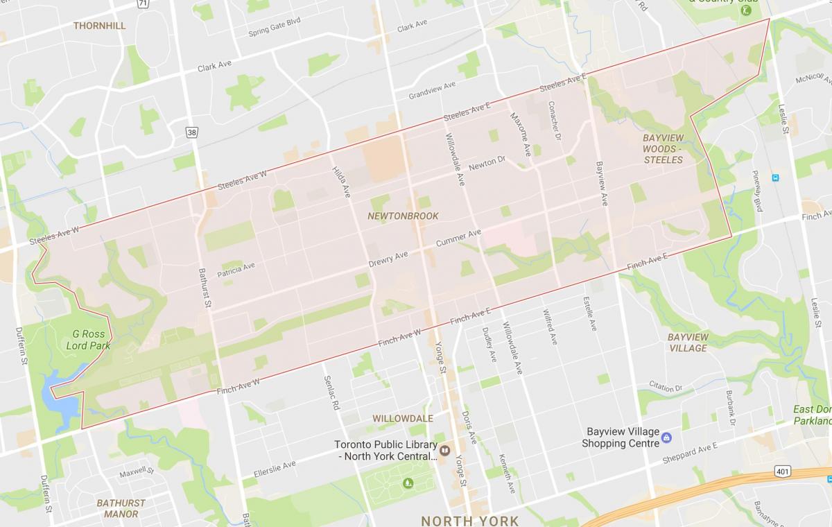 Karta över Newtonbrook grannskapet Toronto