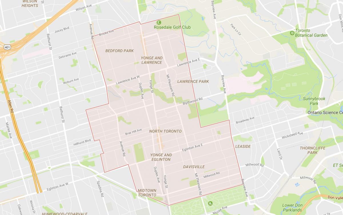 Karta över Norra kvarter Toronto