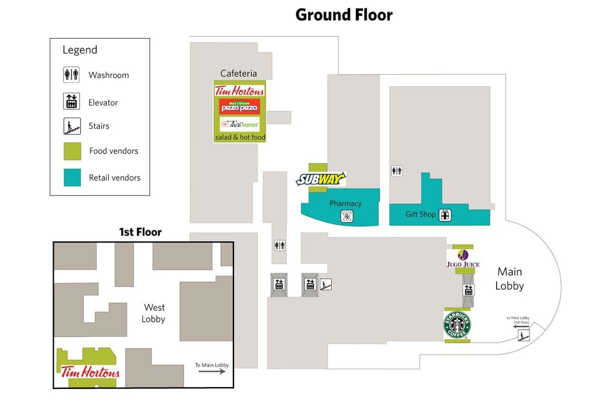 Karta över North York General Hospital Mat tjänster Toronto