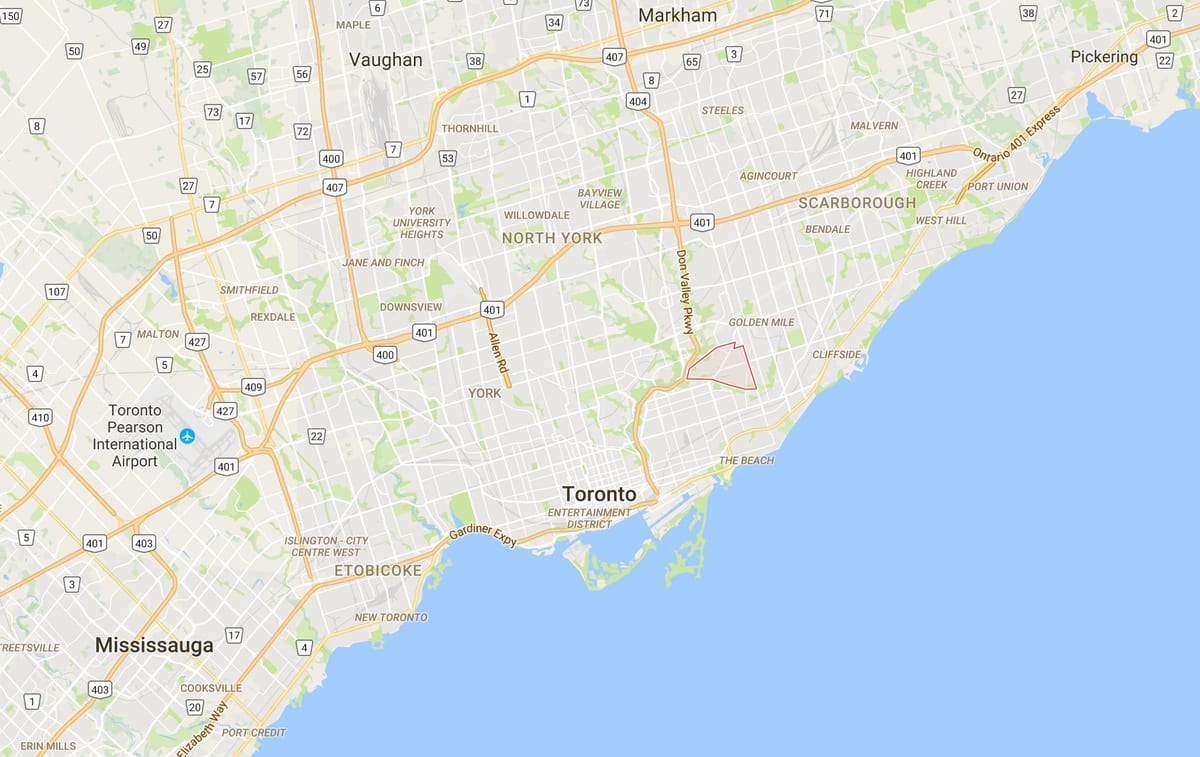 Karta över O ' Connor–Parkview distriktet Toronto