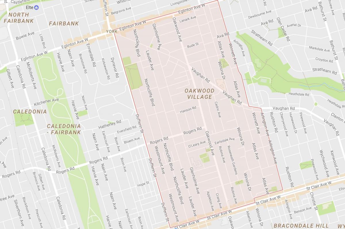 Karta över Oakwood–Vaughan grannskapet Toronto