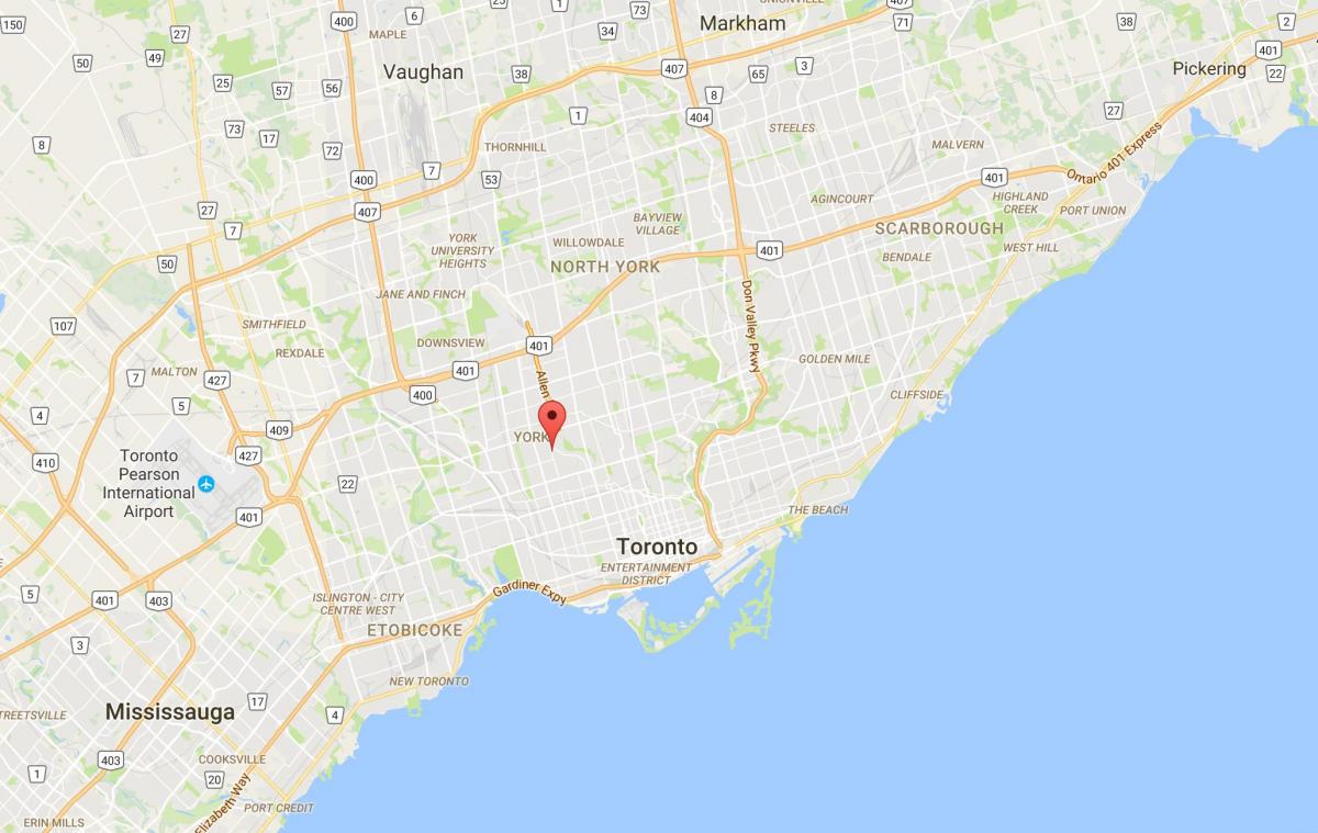 Karta över Oakwood–Vaughan distriktet Toronto