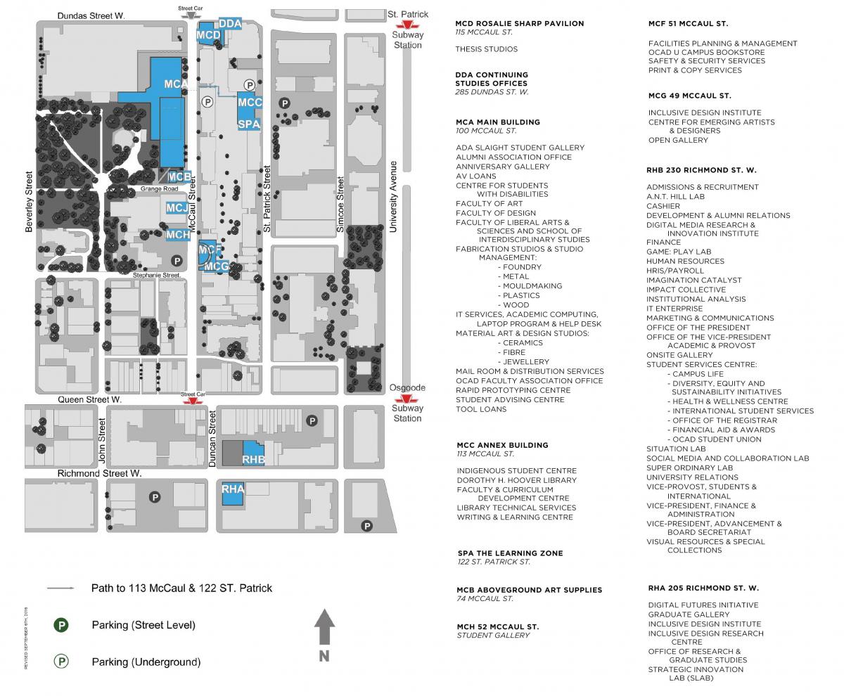 Karta över OCAD Universitet Toronto