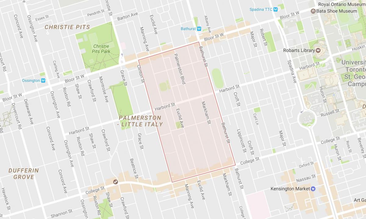 Karta över Palmerston grannskapet Toronto