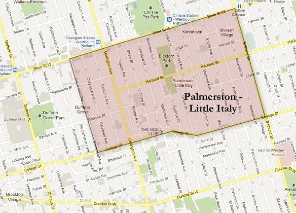 Karta över Palmerston little Italy Toronto