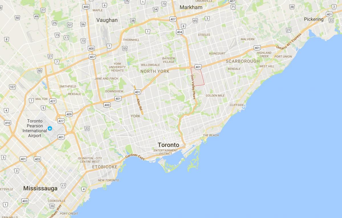 Karta över Parkwoods distriktet Toronto