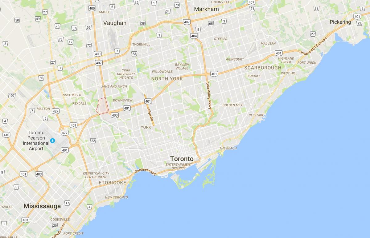 Karta över Pelmo Park – Humberlea distriktet Toronto
