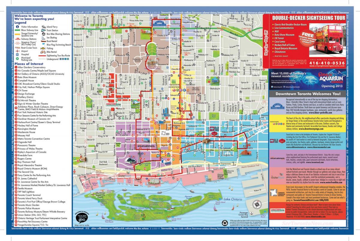 Karta över platser av intresse i Toronto