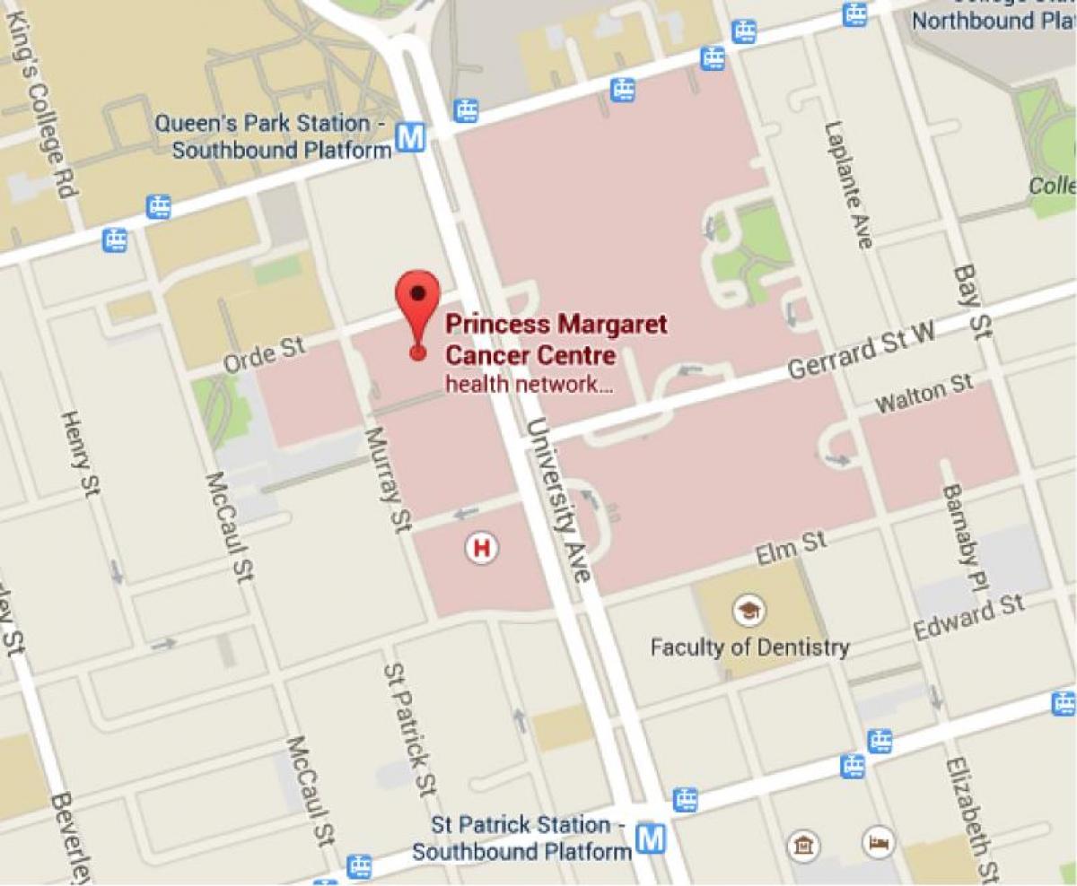 Karta över Princess Margaret Cancer Centre Toronto