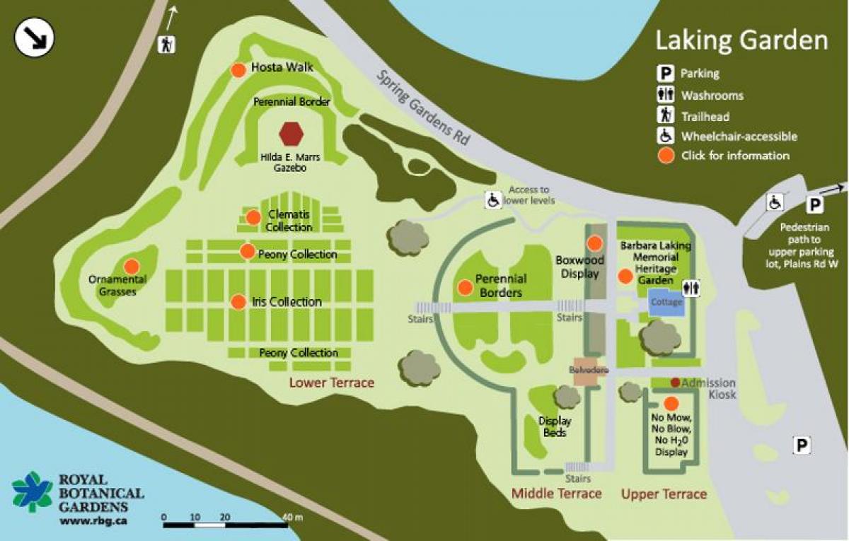Karta över RBG Laking Trädgård