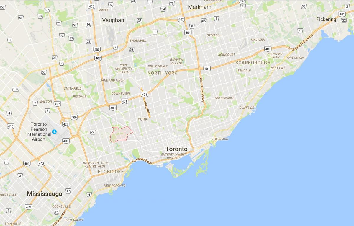 Karta över Rockcliffe–Smythe-distriktet Toronto