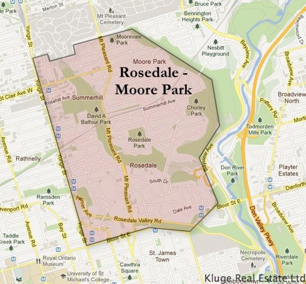 Karta över Rosedale Moore Park Toronto