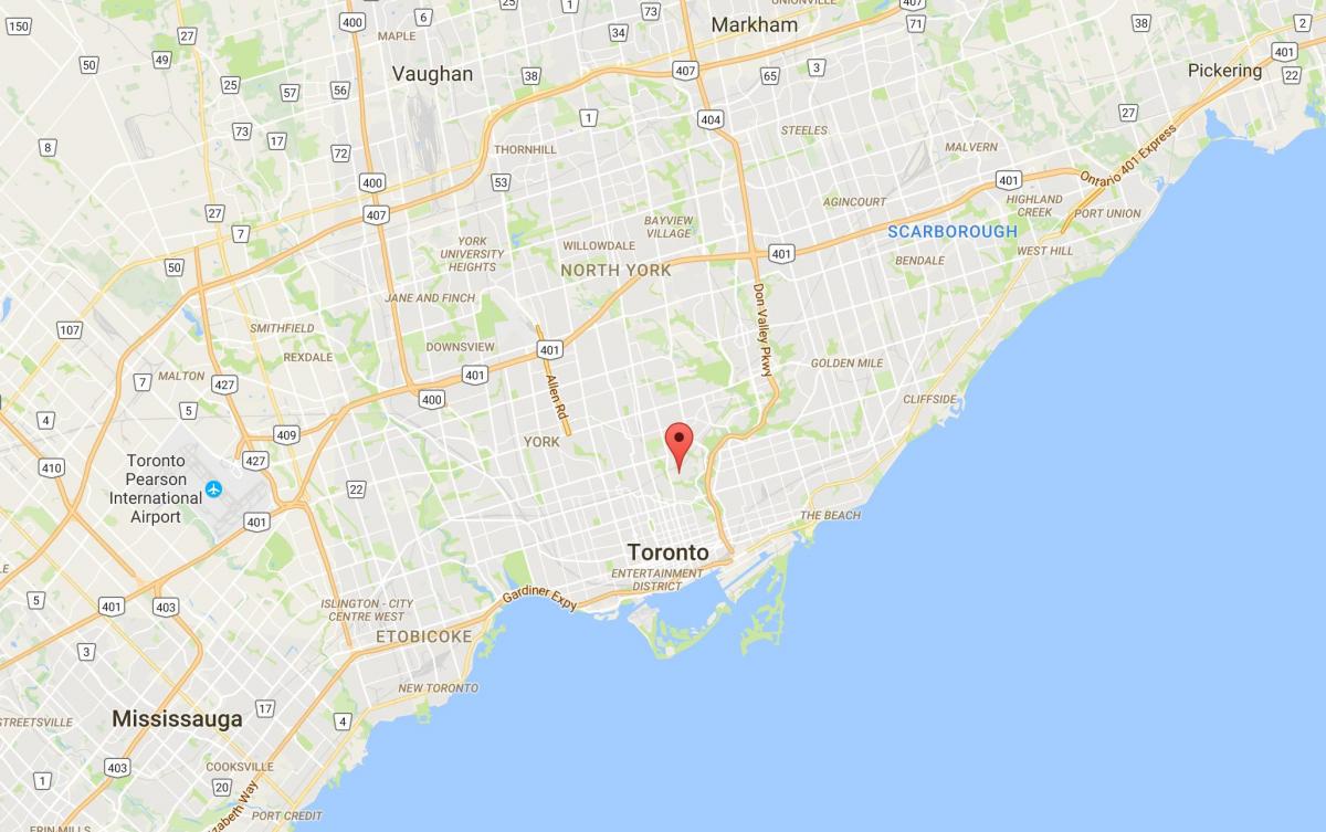 Karta över Rosedale distriktet Toronto