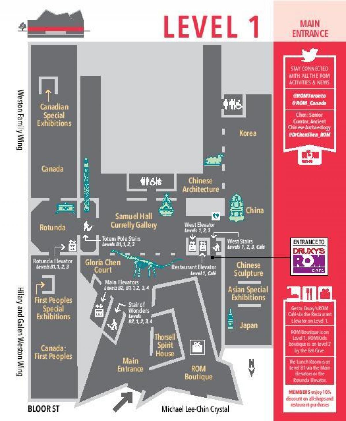 Karta över Royal Ontario Museum nivå 1