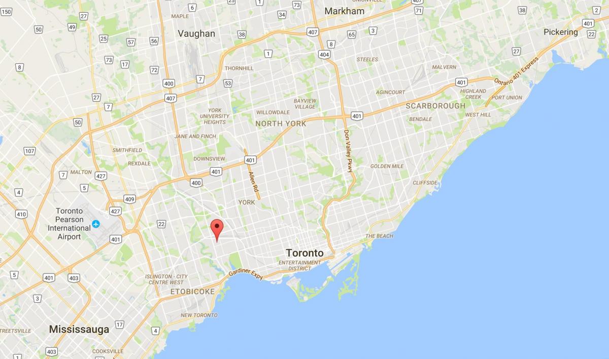 Karta Runnymede distriktet Toronto