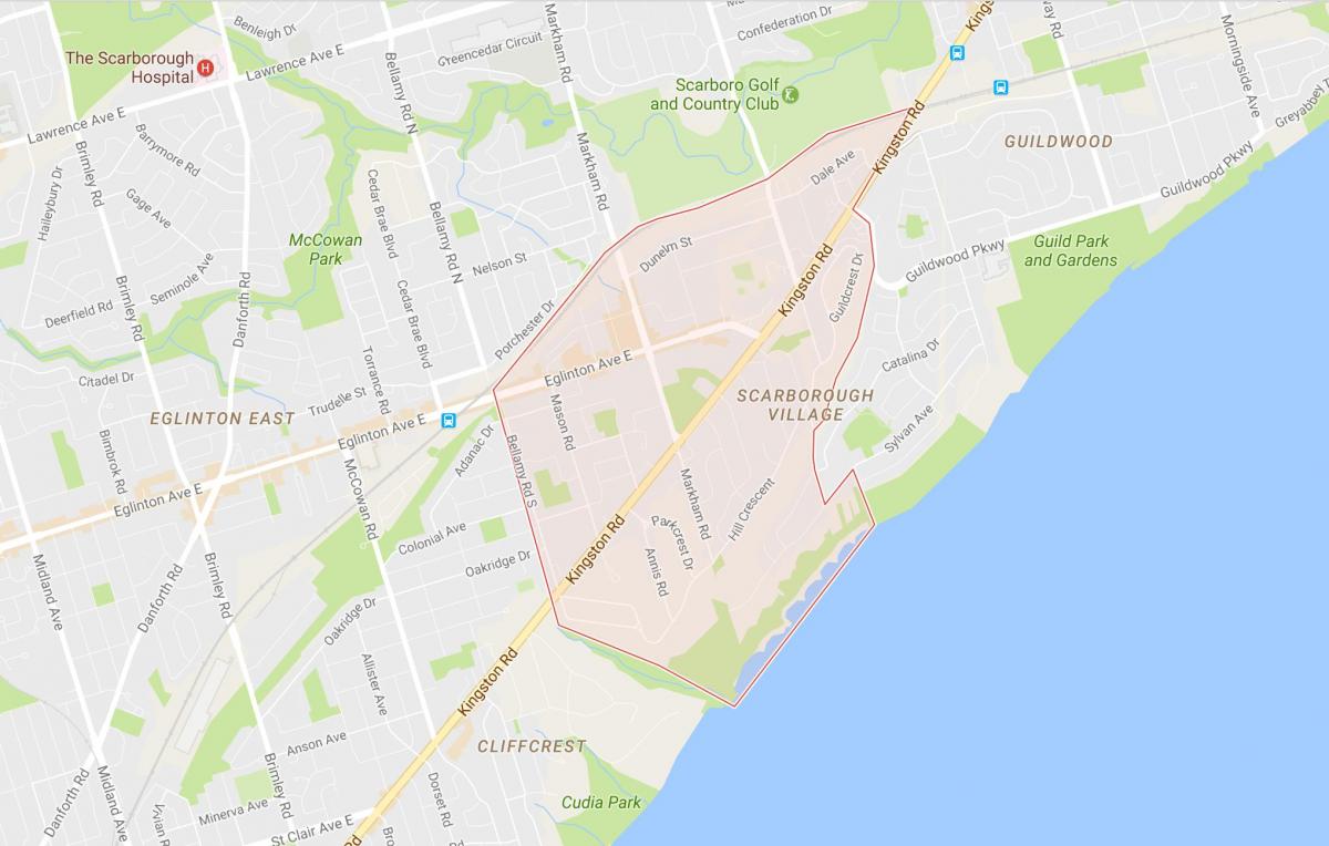 Karta över Scarborough Byn grannskapet Toronto