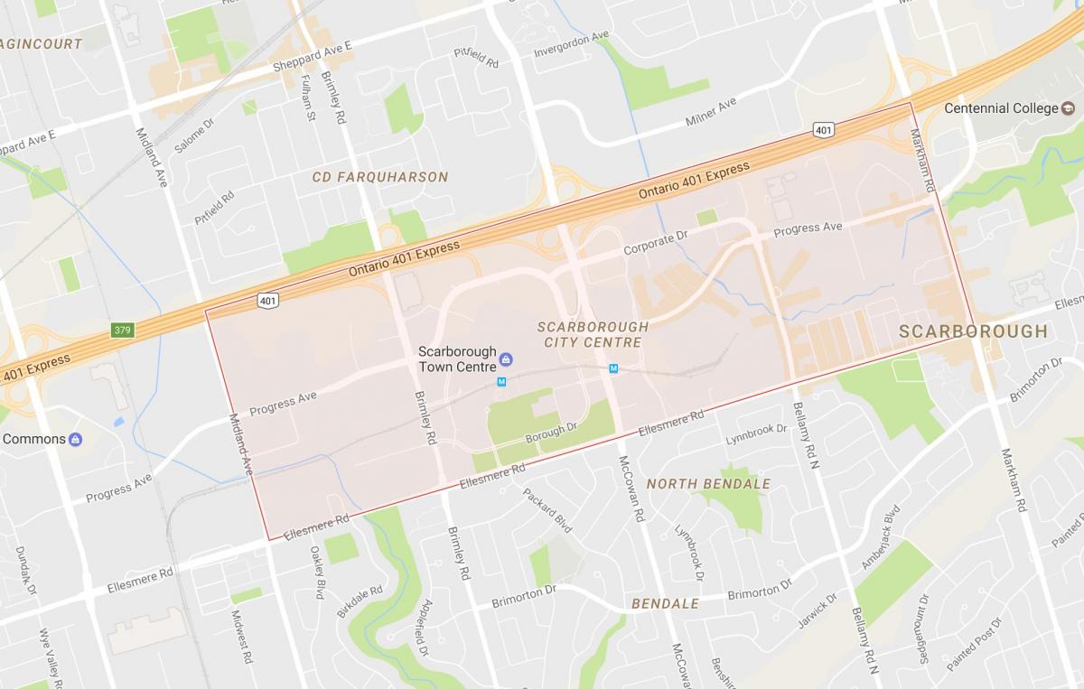 Karta över Scarborough Centrum kvarter Toronto