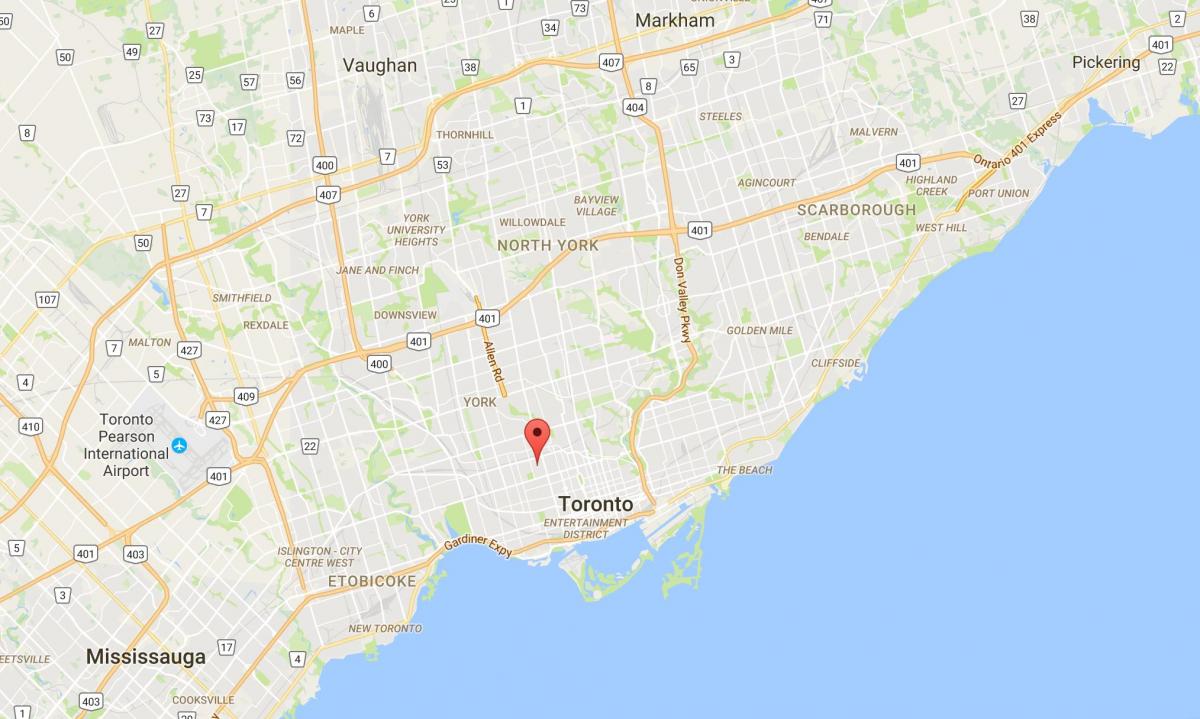 Karta över Seaton Byn distriktet Toronto