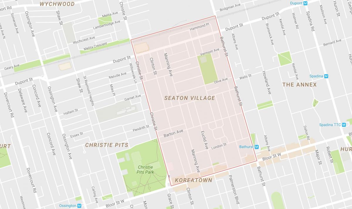 Karta över Seaton Byn grannskapet Toronto