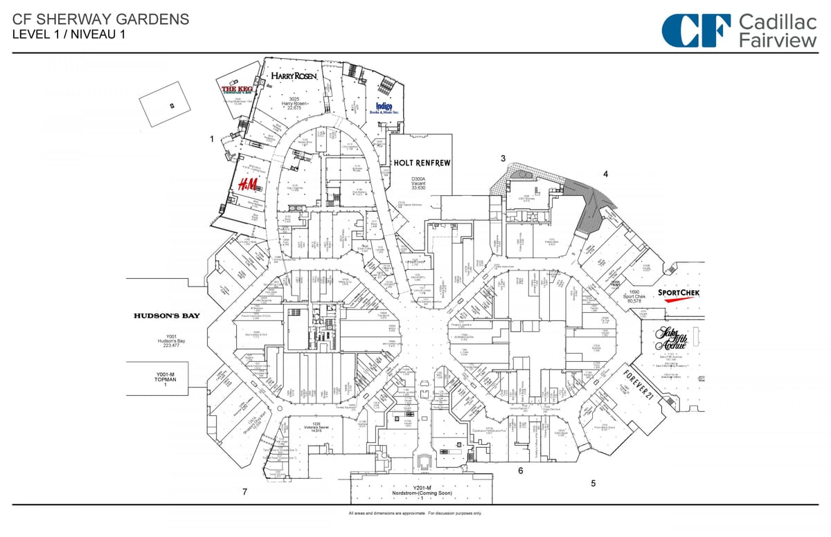 Karta över Sherway Gardens nivå 1